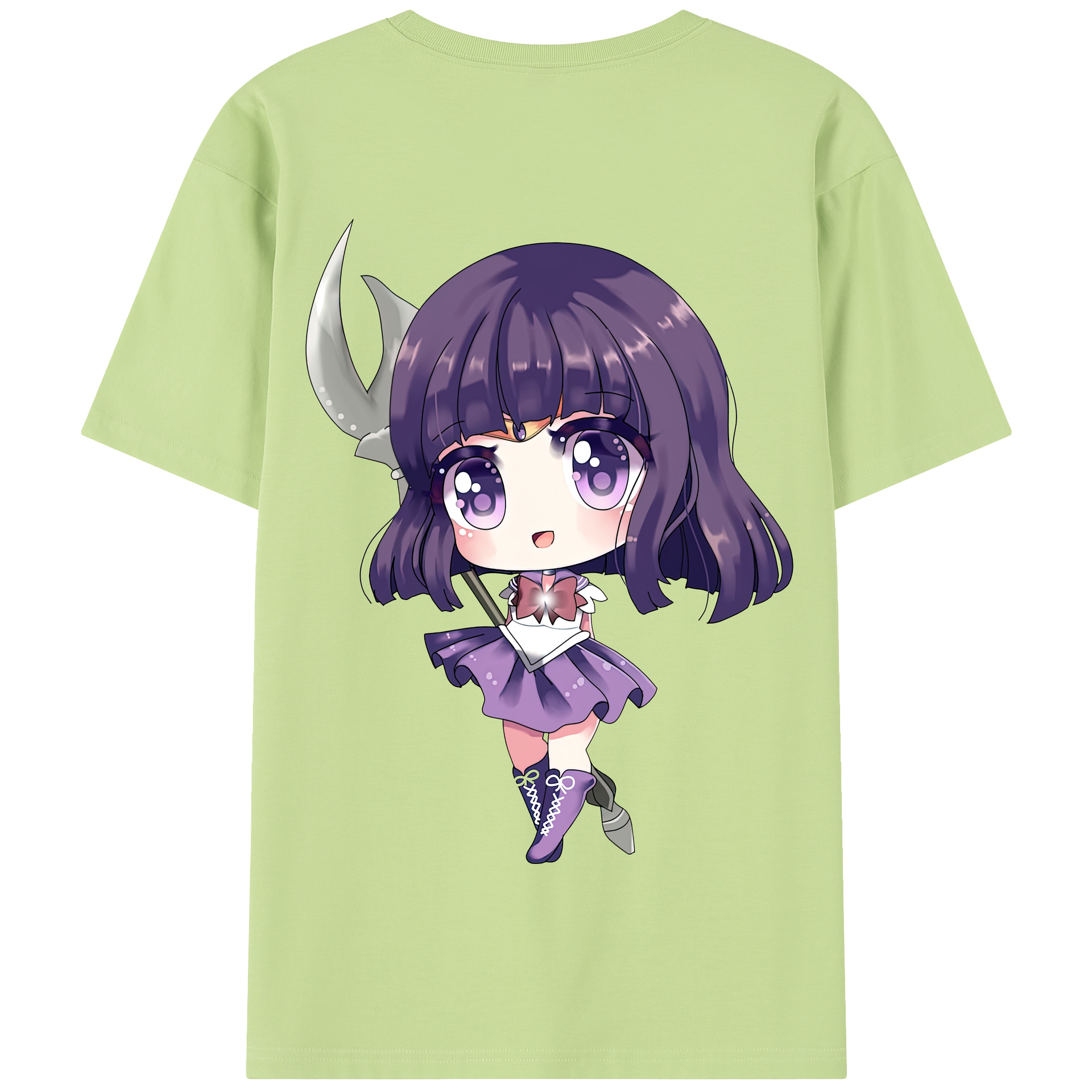 （画像用） 美少女戦士セーラームーン 土萠ほたる Sailor Moon Tomoe Hotaru （セーラーサターン；Sailor Saturn） 綿100％半袖Tシャツ（背面プリント）